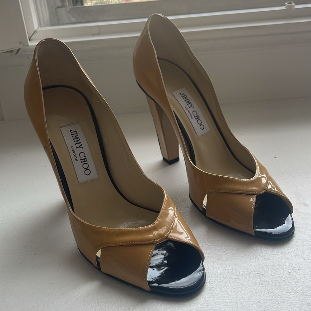 Jimmy Choo peep toe block heels